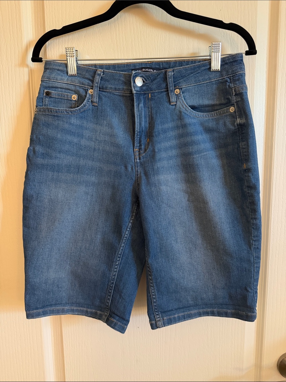 Calvin Klein Women’s Bermuda Mid-Blue Denim Shorts